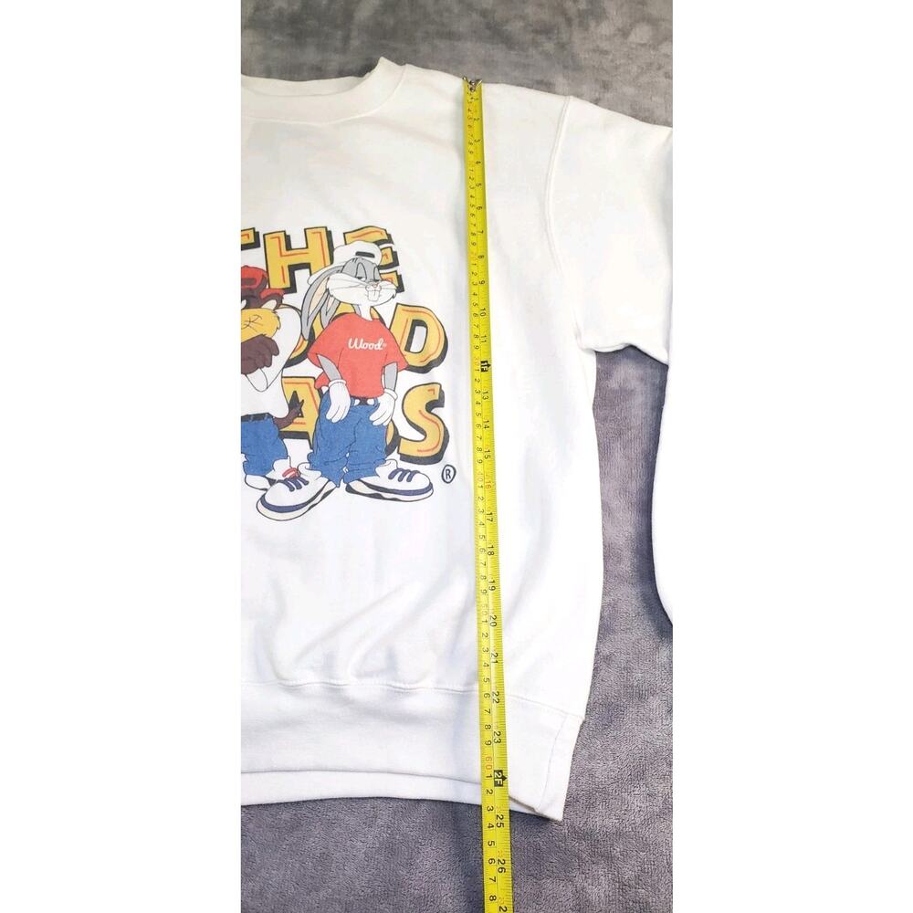 Champion Sz M Looney Tunes Hip Hop Bugs Bunny Taz Crewneck Sweatshirt White C35 - Picture 2 of 8